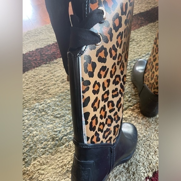 Authentic Coach Leopard Signature Outline “Tristee” Rain Boots - Picture 8 of 11
